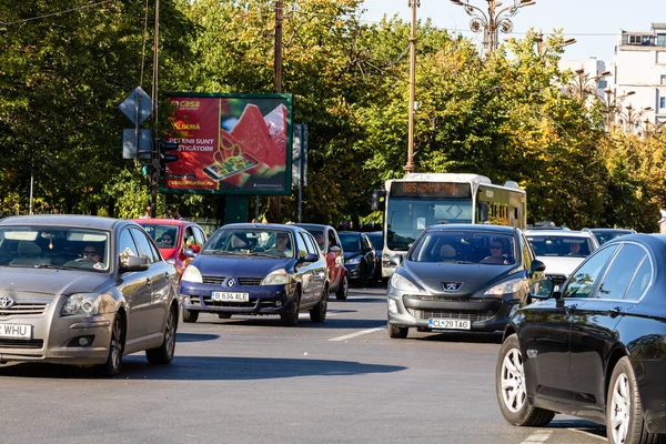 Car Traffic Rush Hour Car Pollution Traffic Jam Bucharest Romania — Stock Photo, Image