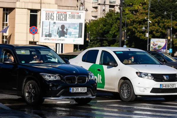 Trafic Automobile Aux Heures Pointe Pollution Automobile Embouteillage Bucarest Roumanie — Photo