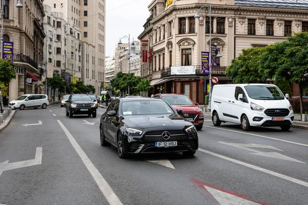 Tráfico Coches Hora Punta Contaminación Del Coche Atasco Bucarest Rumania — Foto de Stock