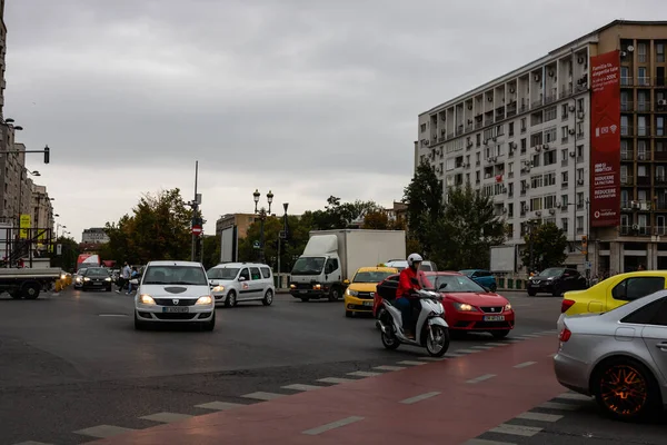 Traffico Automobilistico All Ora Punta Inquinamento Automobilistico Ingorgo Bucarest Romania — Foto Stock