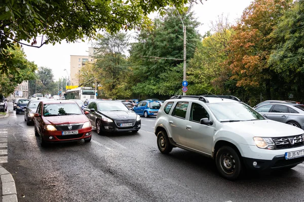 Car Traffic Rush Hour Car Pollution Traffic Jam Bucharest Romania — Stock Photo, Image