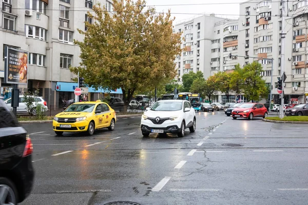 Tráfico Coches Hora Punta Contaminación Del Coche Atasco Bucarest Rumania — Foto de Stock