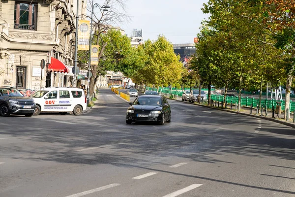 Car Traffic Rush Hour Car Pollution Traffic Jam Bucharest Romania — стоковое фото