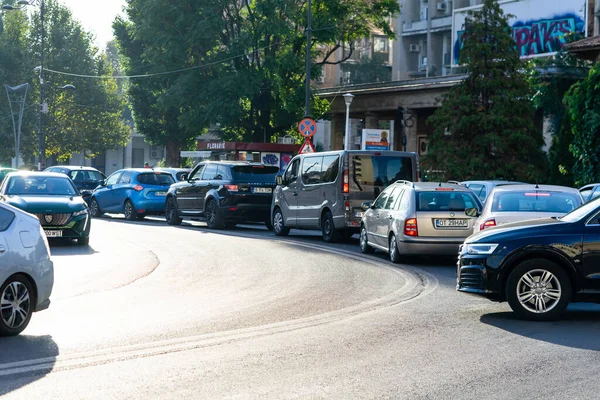 Car Traffic Rush Hour Car Pollution Traffic Jam Bucharest Romania — Stock Photo, Image