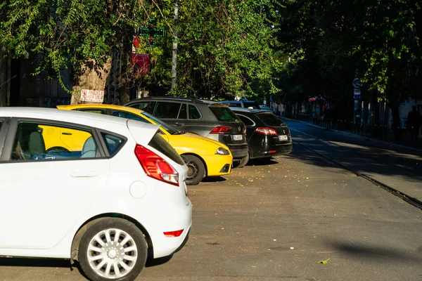 Автомобильное Движение Час Пик Загрязнение Автомобилей Пробка Бухаресте Румыния 2022 — стоковое фото