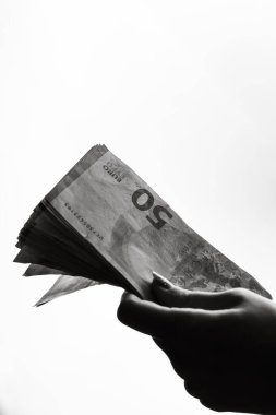 Euro banknotları. Enflasyon, harcamalar ve gelir. EURO para biriminde finans ve tasarruflar