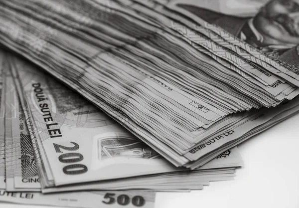 Dinheiro Romeno Lei Ron Leu Moeda Europeia Inflação — Fotografia de Stock