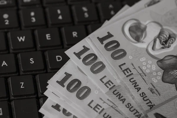 Bani Români Lei Ron Bani Lei Monedă Inflație Europeană — Fotografie, imagine de stoc