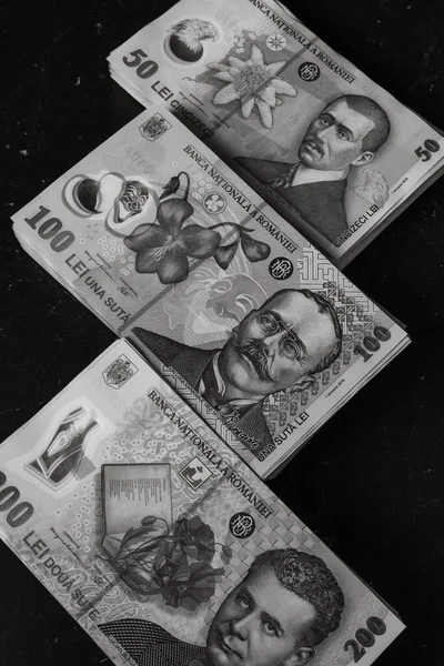 Lei Rumunské Peníze Ron Leu Peníze European Měna Inflace — Stock fotografie