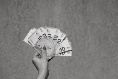 Euro banknotları. Enflasyon, harcamalar ve gelir. EURO para biriminde finans ve tasarruflar