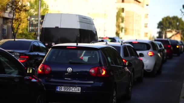 Autoverkeer Tijdens Spitsuren Vervuiling Door Auto Files — Stockvideo