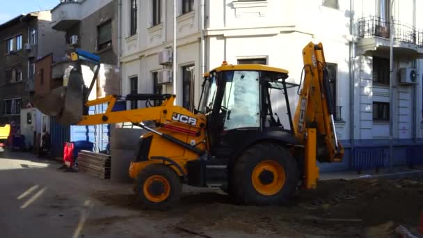 Grande Escavadeira Bulldozer Novo Canteiro Obras — Vídeo de Stock
