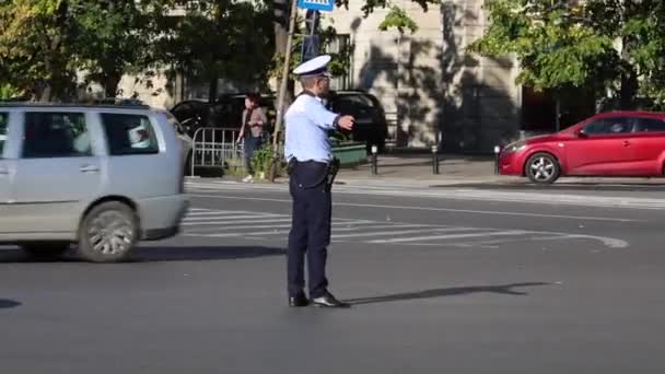 Поліцейський Агент Румунська Поліція Дорожнього Руху Поліція Рутієра — стокове відео