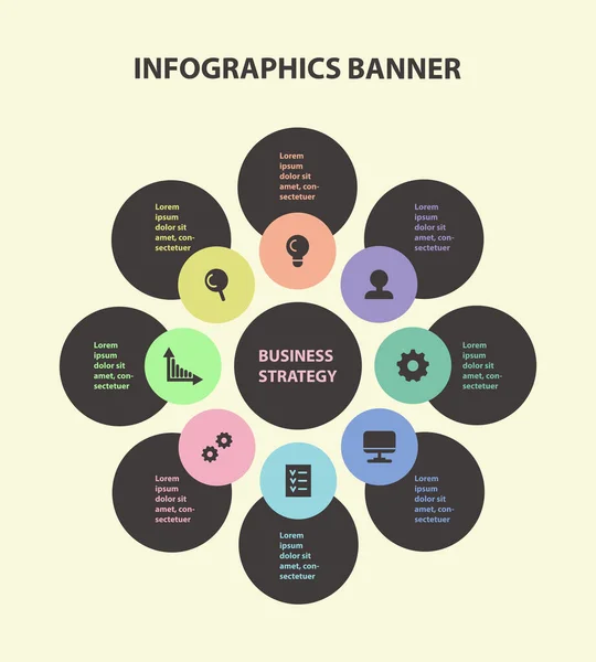 Šablona Vektoru Aplikace Infographics Pro Obchodní Prezentace Barevný Obrázek — Stockový vektor