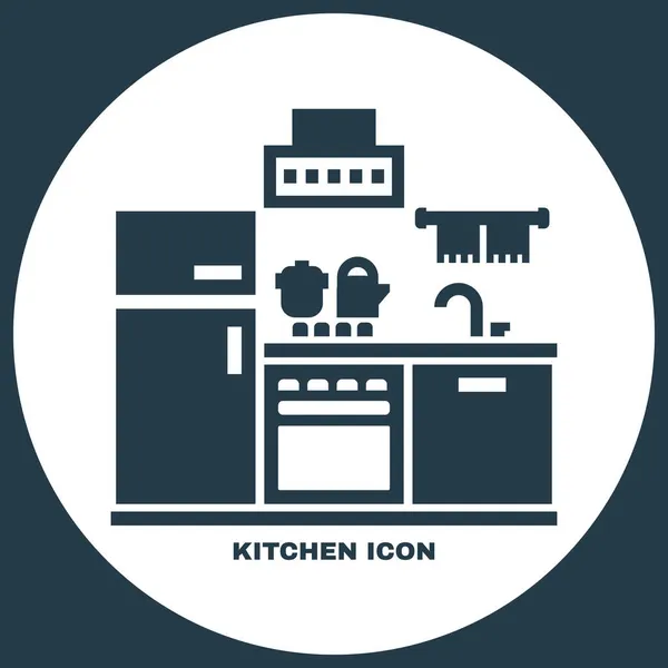 Icono Muebles Cocina Ilustración Vectorial Monocromática — Vector de stock