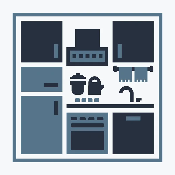 Icono Muebles Cocina Ilustración Color Vectorial — Archivo Imágenes Vectoriales