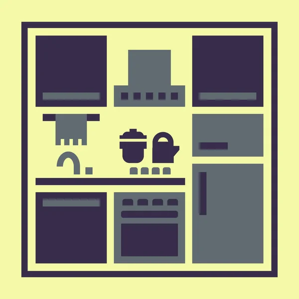 Кухонні Меблі Значок Векторна Кольорова Ілюстрація — стоковий вектор