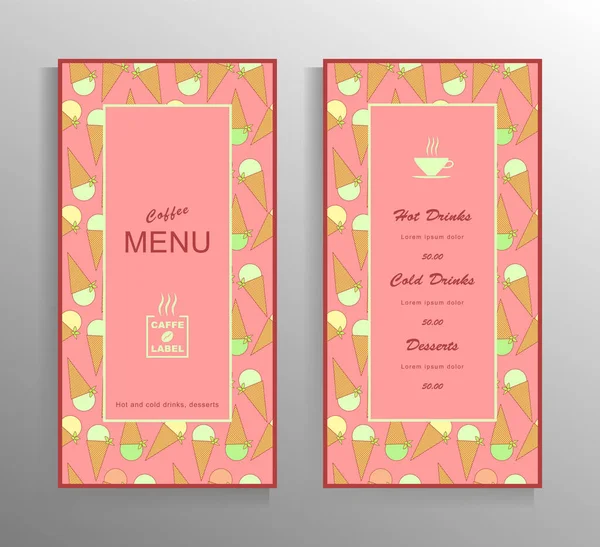 Modèle Menu Design Pour Café Bar Cafétéria Illustration Vectorielle Colorée — Image vectorielle