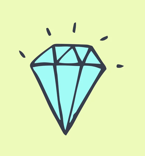 Diamant Met Hand Getekend Gekleurde Vectorillustratie — Stockvector