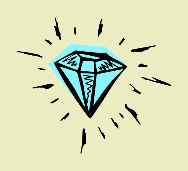 Diamond Hand Drawn Colored Vector Illustration — Διανυσματικό Αρχείο