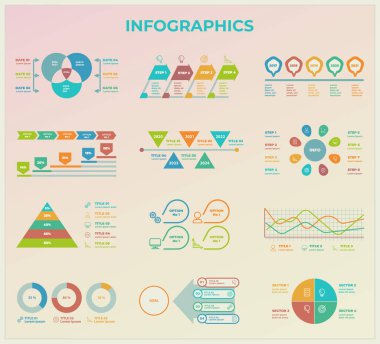 İş sunumu için bilgi grafikleri seti. Vektör.