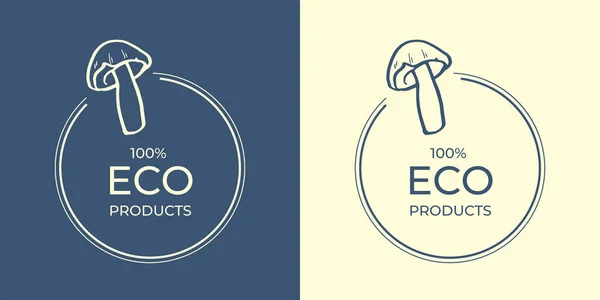 Abstract Minimalistic Logo Design Mushroom Organic Food Brand Eco Products — Stock Vector