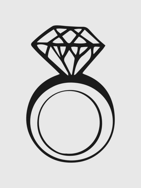Anillo Con Diamante Ilustración Gráfica Dibujada Mano Vector — Archivo Imágenes Vectoriales