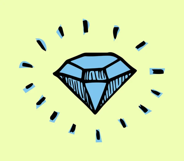 Diamant Met Hand Getekend Gekleurde Vectorillustratie — Stockvector