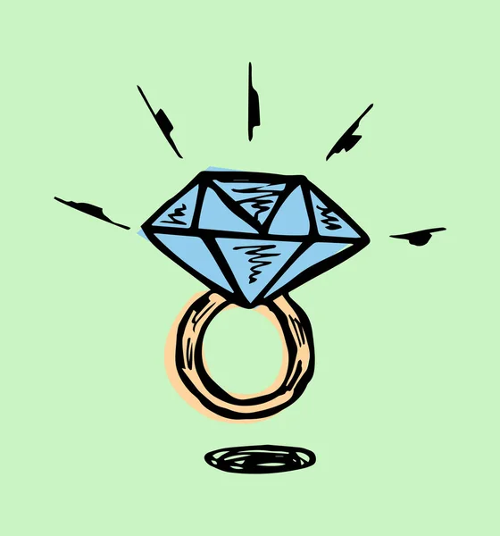 Ring Diamond Hand Drawn Color Illustration Vector — Διανυσματικό Αρχείο