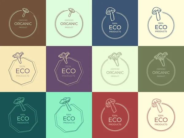 天然物ブランドのための有機ロゴのコレクション ベクトル — ストックベクタ