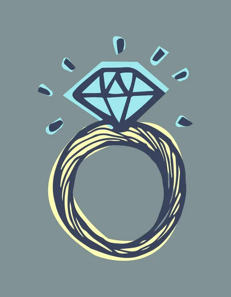 Ring Diamond Hand Drawn Color Illustration Vector — Διανυσματικό Αρχείο