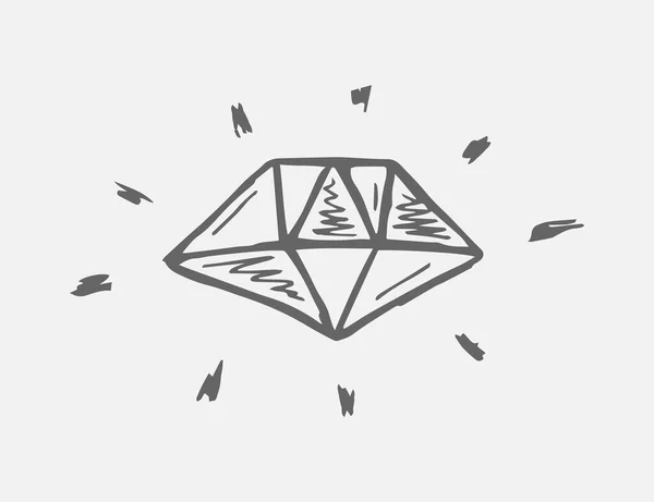 Diamant Met Hand Getekend Grafische Vectorillustratie — Stockvector