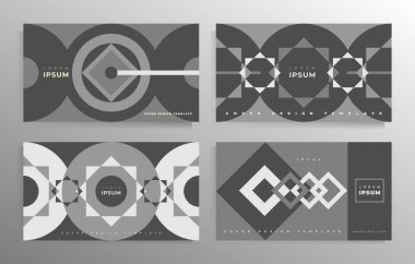 Broşür, afiş, poster, katalog için kapak tasarımı. Geometrik vektör şablonları kümesi.