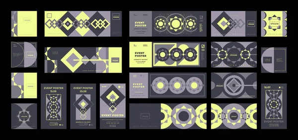 Cover Design Flyer Brochure Banner Poster Catalog Set Geometric Vector — 스톡 벡터