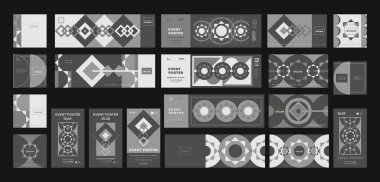 Broşür, afiş, poster, katalog için kapak tasarımı. Geometrik vektör desenleri kümesi.