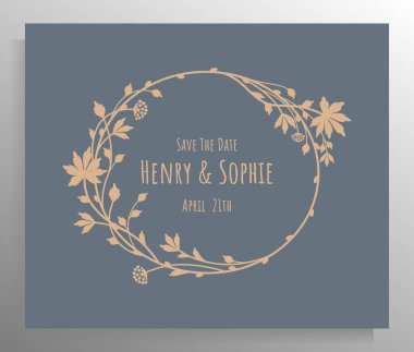 Klasik düğün davetiyesi tasarımı. Kart için vektör şablonu, poster.