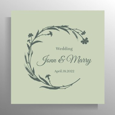 Vintage wedding invitation design. Vector template for card, poster.