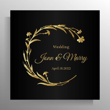 Vintage wedding invitation design. Vector template for card, poster.