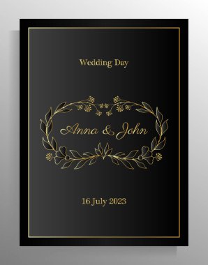 Vintage wedding invitation design. Vector template for card, poster.