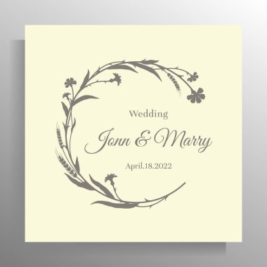 Vintage wedding invitation design. Vector template for card, poster.