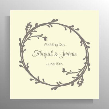 Vintage wedding invitation design. Vector template for card, poster.