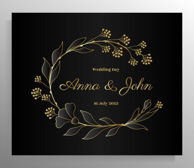 Vintage wedding invitation design. Vector template for card, poster.