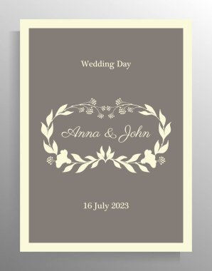 Vintage wedding invitation design. Vector template for card, poster.