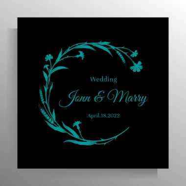 Vintage wedding invitation design. Vector template for card, poster.