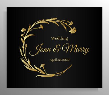 Vintage wedding invitation design. Vector template for card, poster.