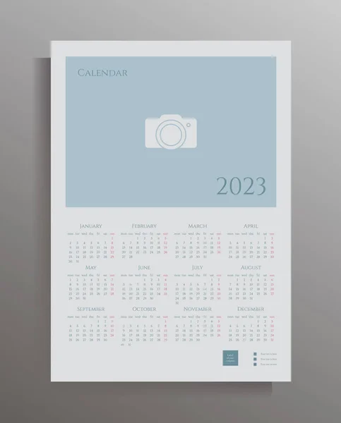 Kalender Untuk 2023 Poster Kalender Dinding Selama Bulan Templat Vektor - Stok Vektor