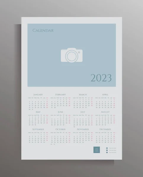 Kalender Für 2023 Wandkalenderposter Für Monate Vektorvorlage Mit Platz Für — Stockvektor