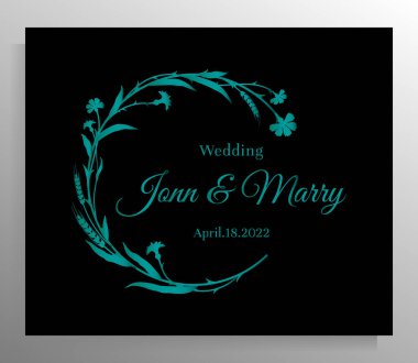 Vintage wedding invitation design. Vector template for card, poster.