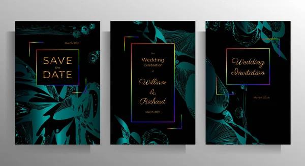 Invitation Design Gay Lesbian Wedding Set Vector Templates — Stock Vector