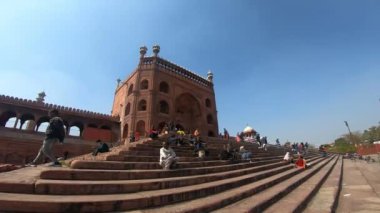 Delhi - Haziran-2022 Jama Mescid 'e giden merdivenler Hindistan' ın en büyük camileri.